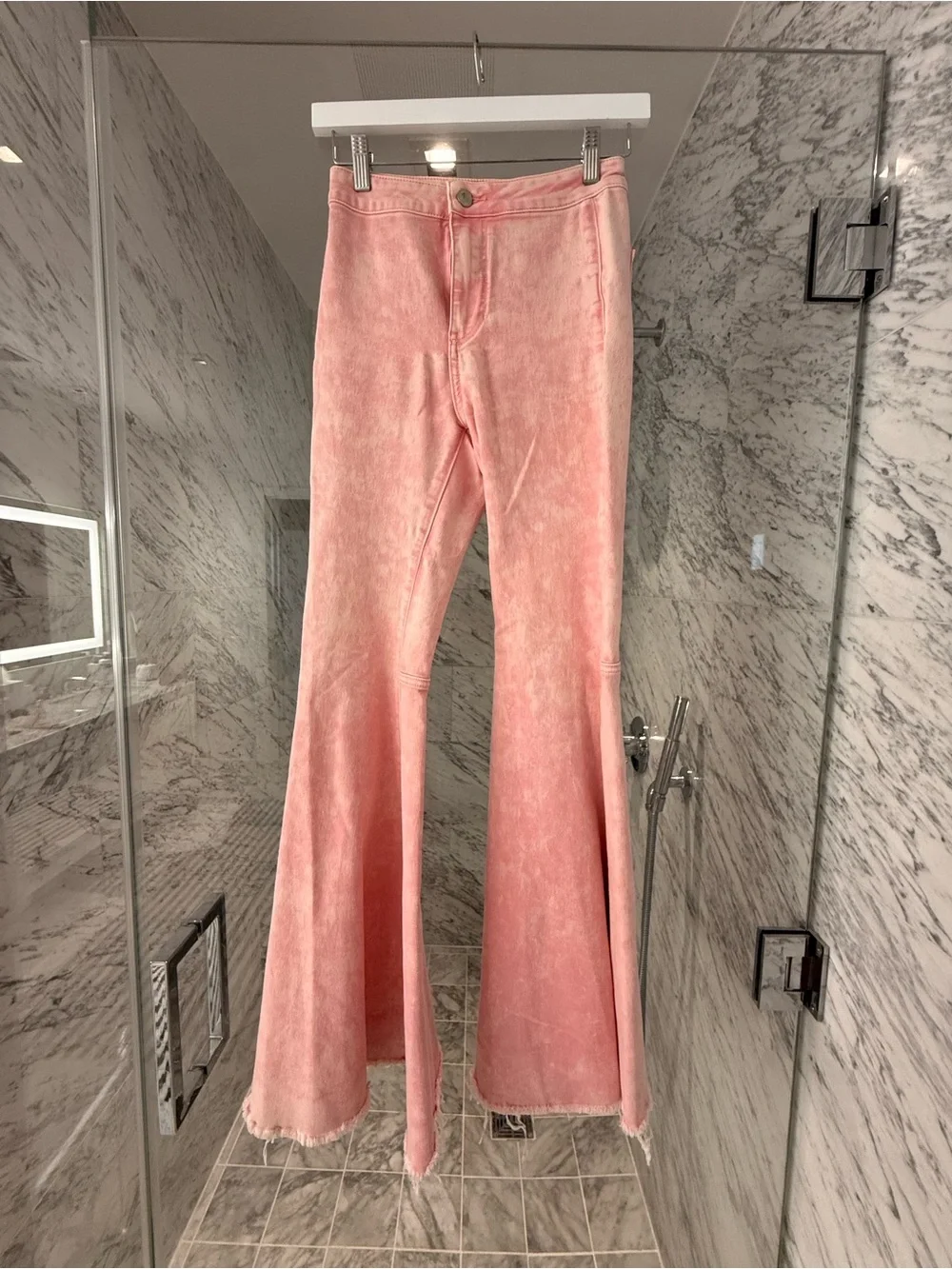 Free People We The Free Pink Acid Wash Bell Bottom Flare Jeans | Size 25